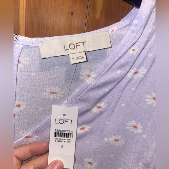 New with tags - Ann Taylor Loft lavender flutter sleeved blouse - Picture 2 of 5